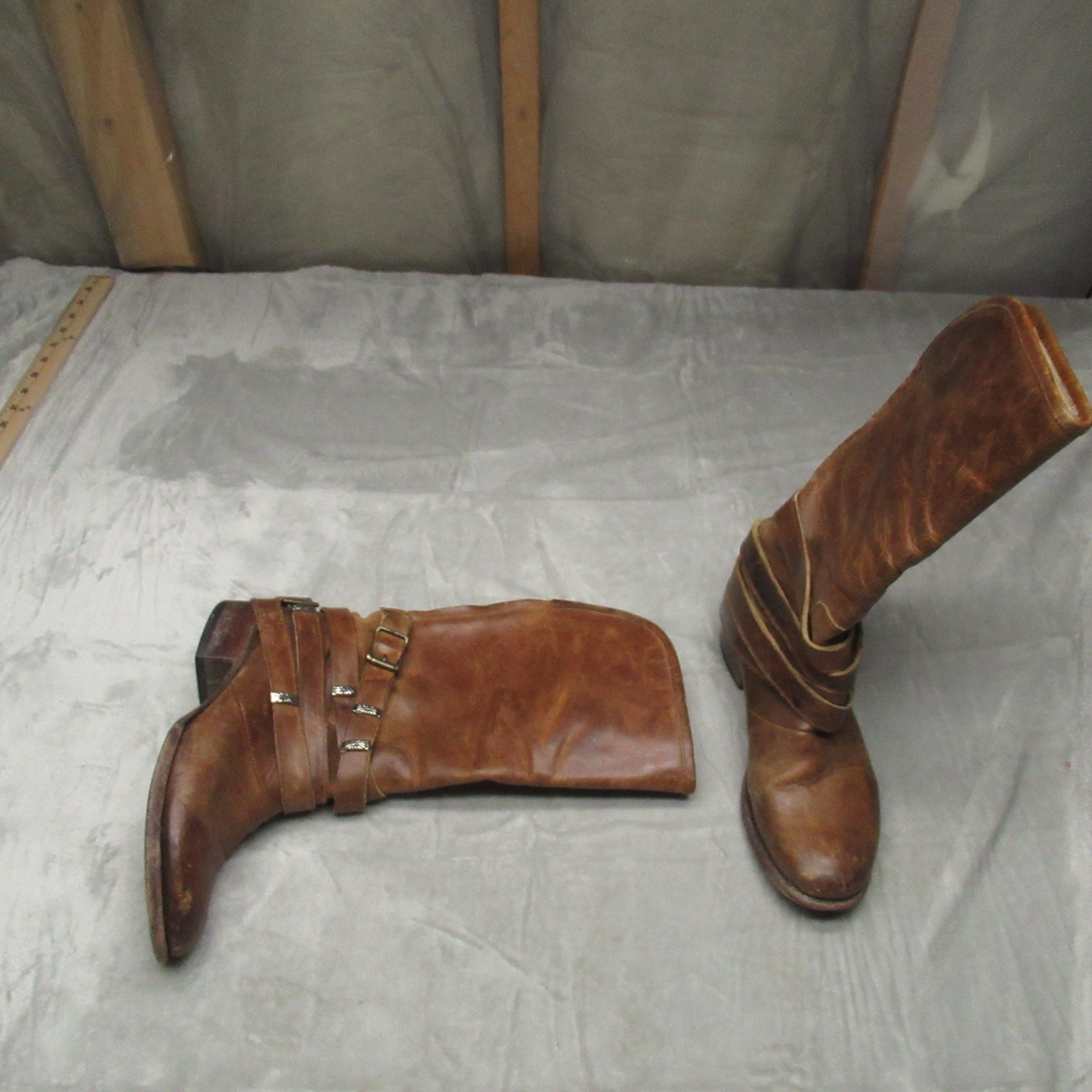 Freebird Womens 8 Drove Boots Brown Western Cowboy Leather Buckle Strap Tall